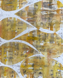 Party with yellow, 2021, watercolor on paper, 16 3/4 x 20 3/4 framed, SOLD