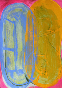 Attachment Blue and Yellow 2025 Acrylic on Paper 22 in x 30 in