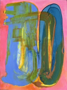 Attachment Blue and Pink 2025 Acrylic on Paper 22 in x 30 in
