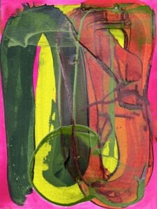Layers of Attachment on Pink 2025 Acrylic on Paper 9 in x 12 in