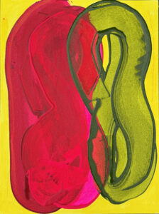 Layers of Attachment on Yellow 2025 Acrylic on Paper 9 in x 12 in