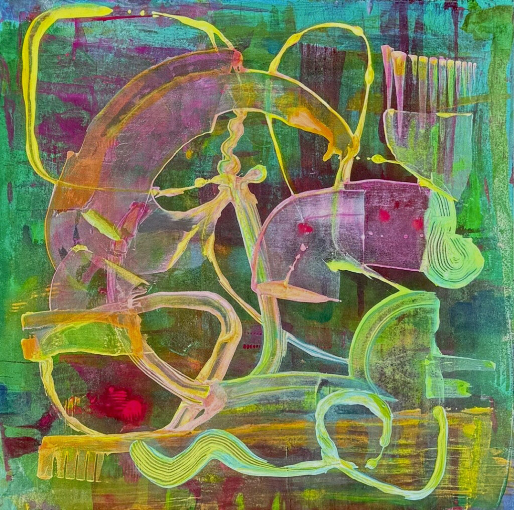 Shape Shifting with Green 2025 Acrylic on Paper 30 in x 30 in