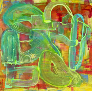 Shifting Connections Green 2025 Acrylic on Paper 30 in x 30 in