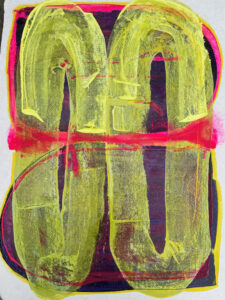 Partners Yellow and Pink 2025 Acrylic on Paper 22 in x 30 in