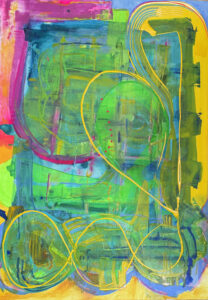 Yellow Lines 2024 Acrylic on Paper 30 in x 40 in